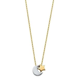 New 14k moon & star charm pendant two tone white and yellow solid gold necklace